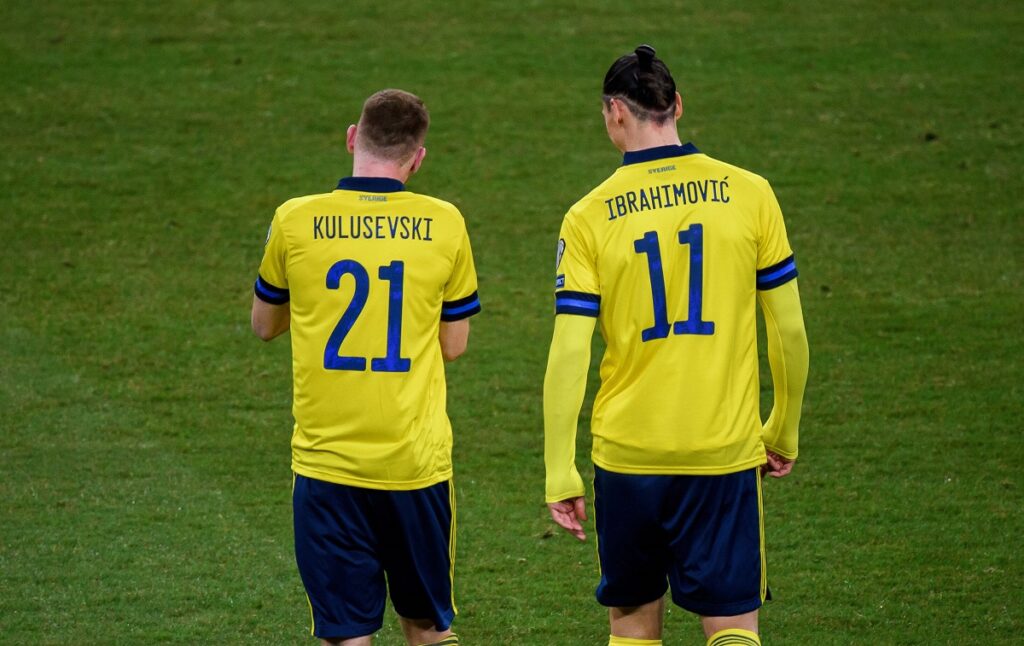 210325 Dejan Kulusevski and Zlatan Ibrahimovic of Sweden during the FIFA World Cup, WM, Weltmeisterschaft, Fussball Qua