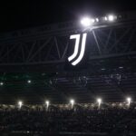 The Juventus logo on the screens of the Juventus Stadium